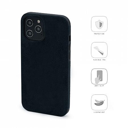 microfibra gamuza negro silicone suede hybrid velour nuevo barato calidad prima cover fundas lujo iPhone 12 / 12 Pro